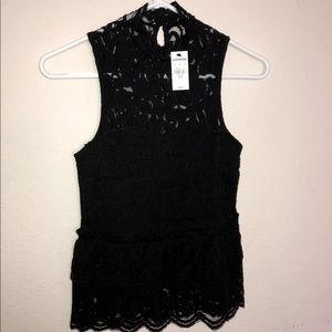 Express xs black lace peplum top